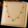 Women's gold heart necklace on stainless steel chain with adjustable 41-50cm length
