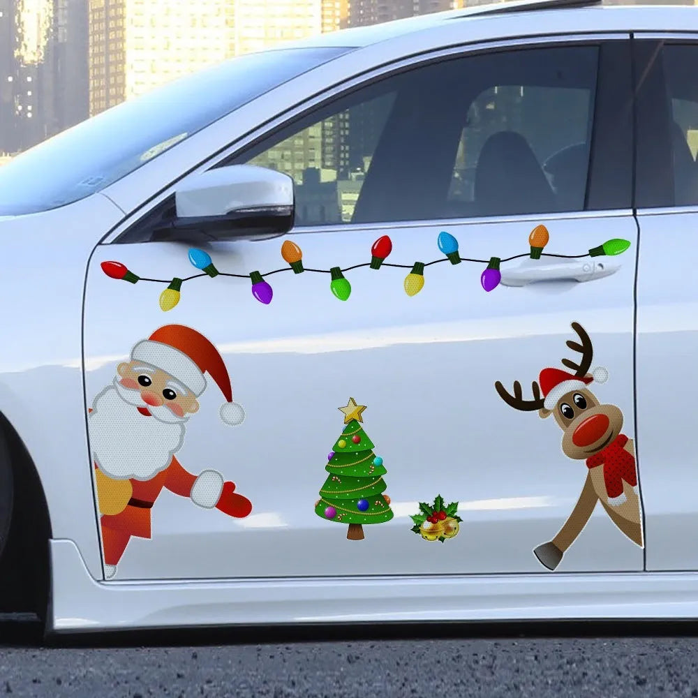 Medium Christmas elk reflective magnetic car sticker in RFM025 colour with cartoon design