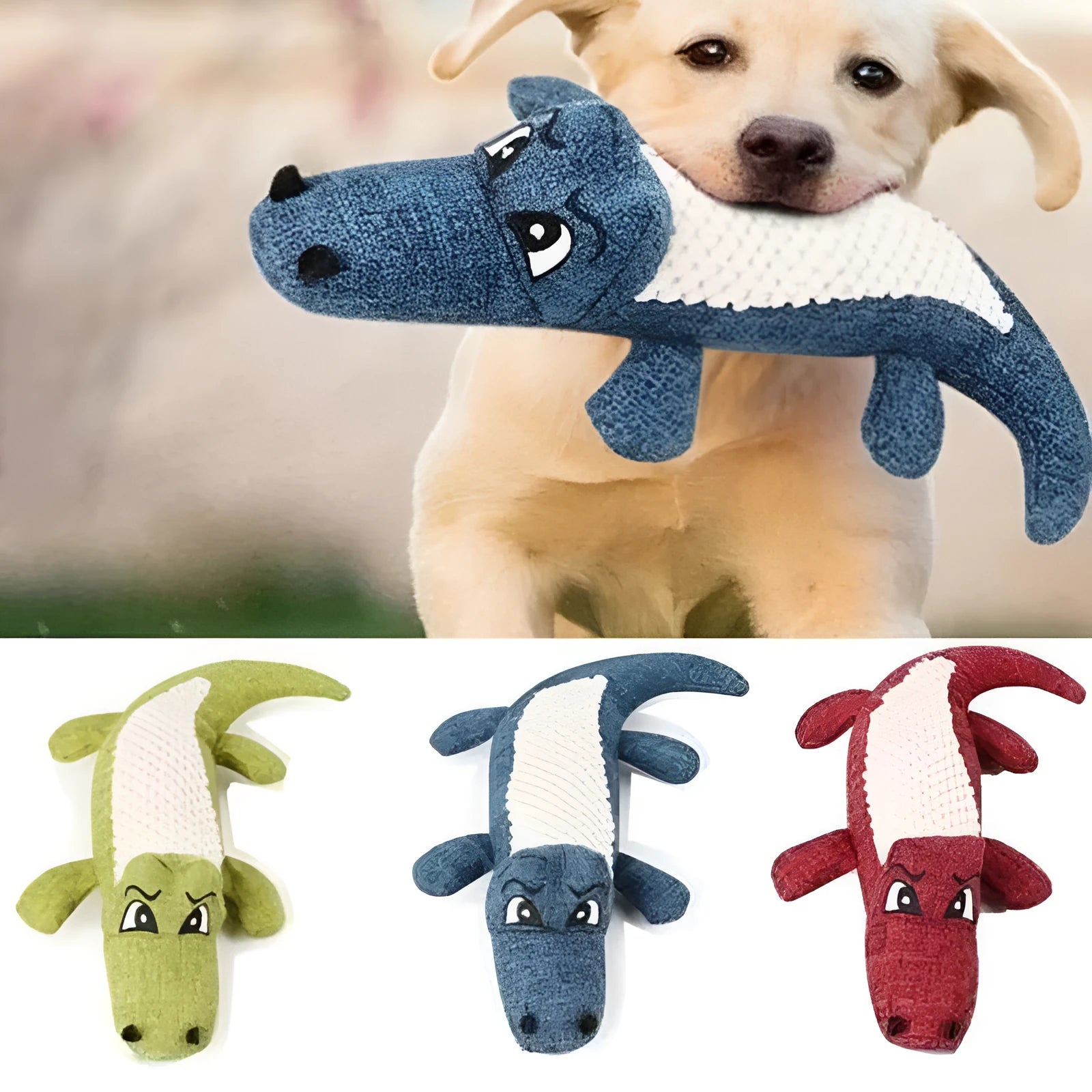 Corn grid texture pet plush toy with biting sound in blue, green and red colour options