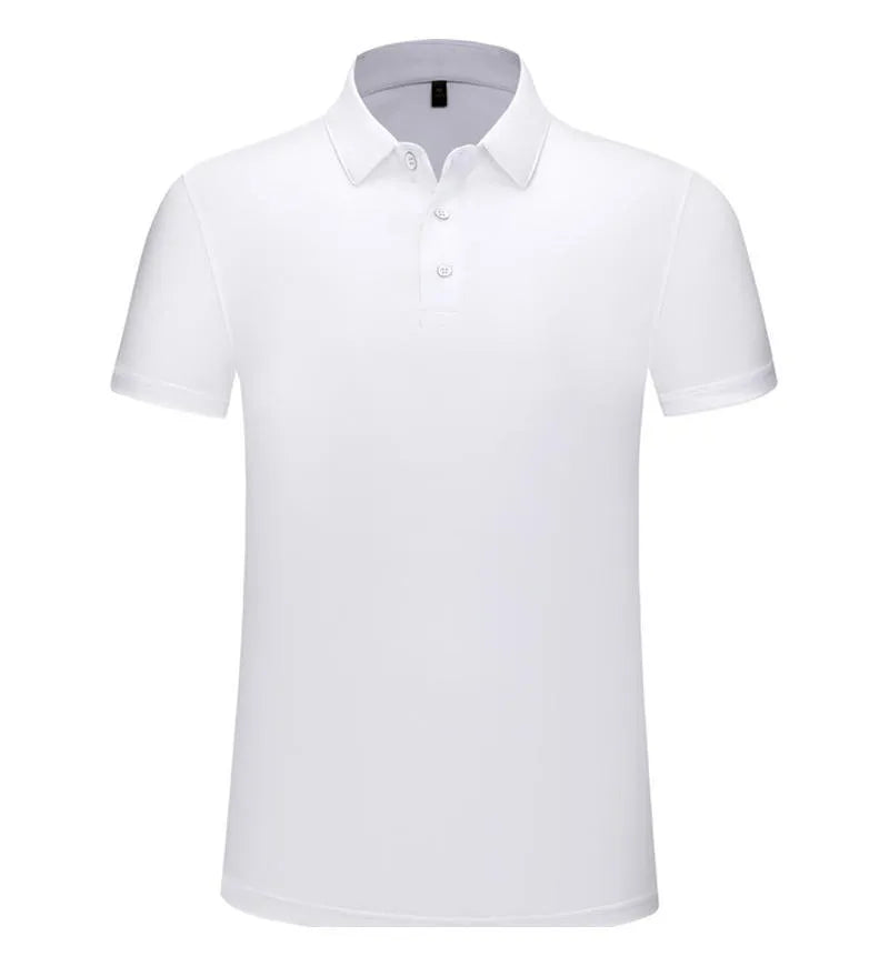 Men's summer cotton polo shirt in solid colour with short sleeves and straight fit, shown in white
