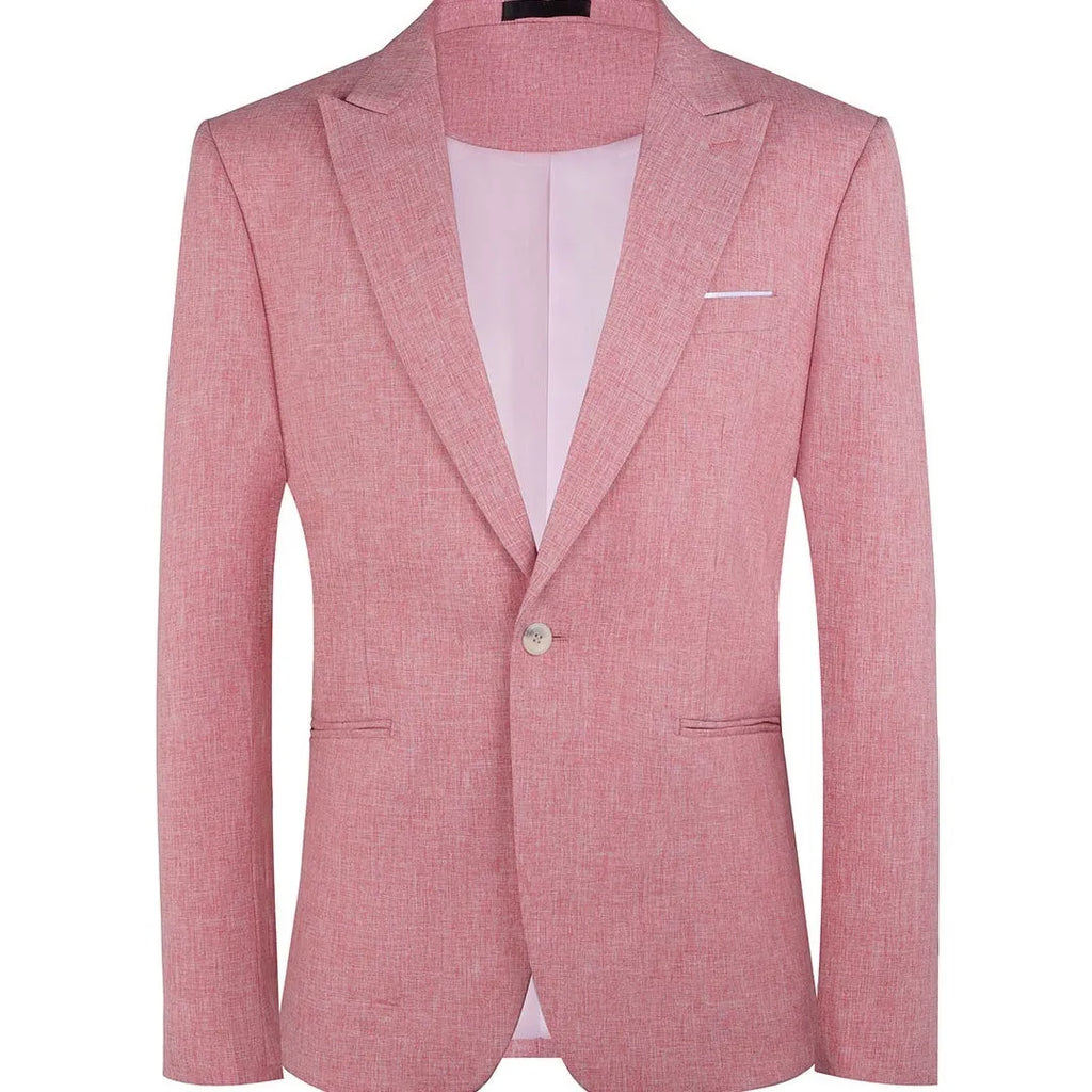 Men's light blue casual suit jacket with a Western-style cut on a hanger.
