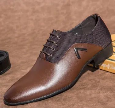 Men's classic Oxford shoe in black, brown, or yellow with a PU leather upper and rubber sole.