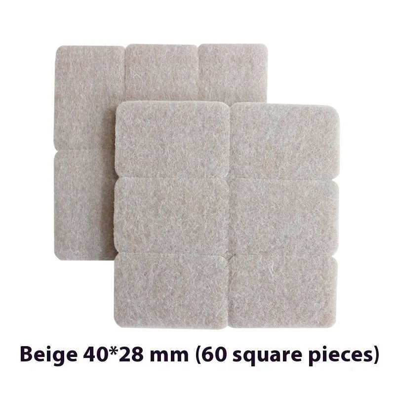 Beige plastic furniture leg stoppers in square and round shapes showing five size options