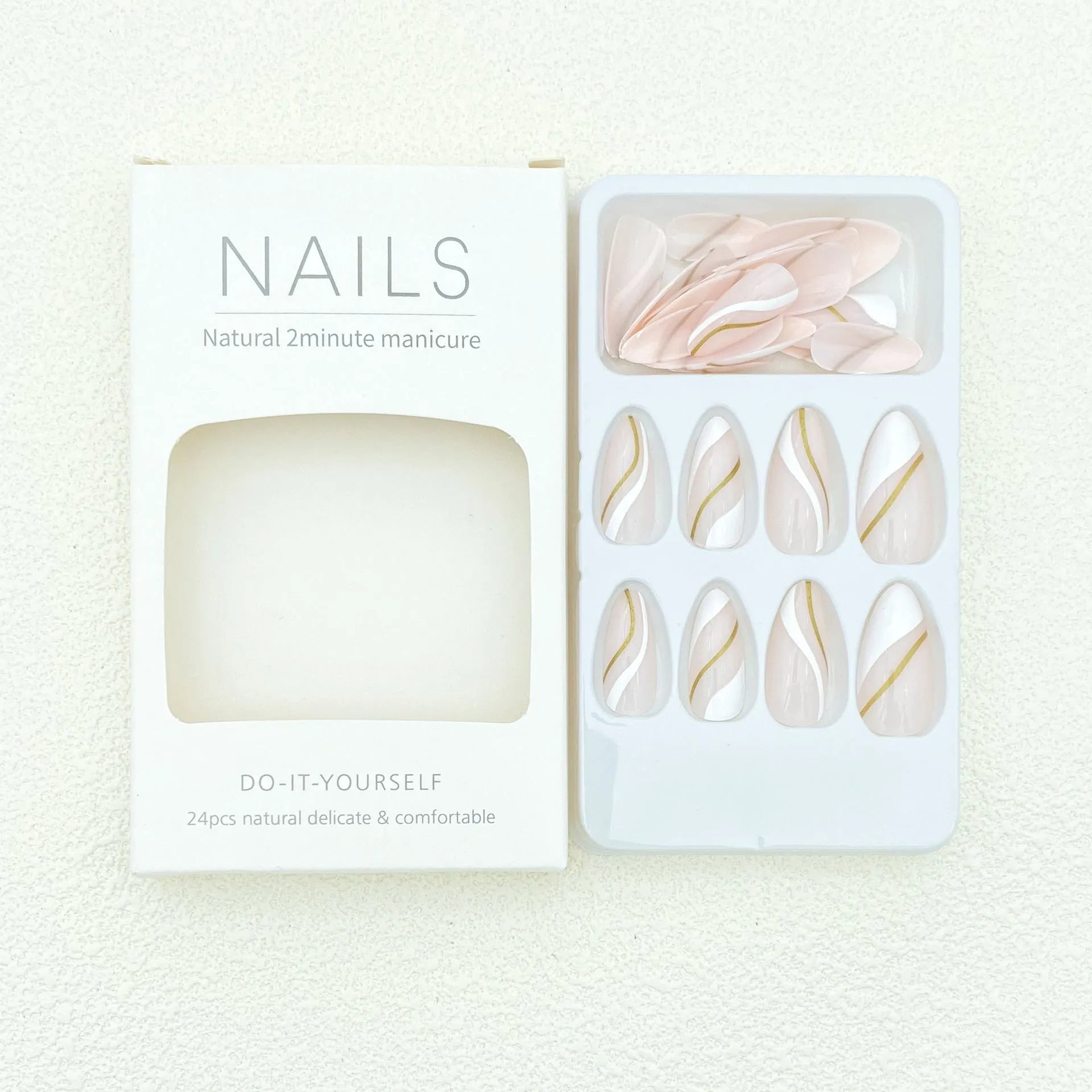 Medium drop shape wearable nail stickers with plaid pattern JF0518 design and jelly glue adhesive