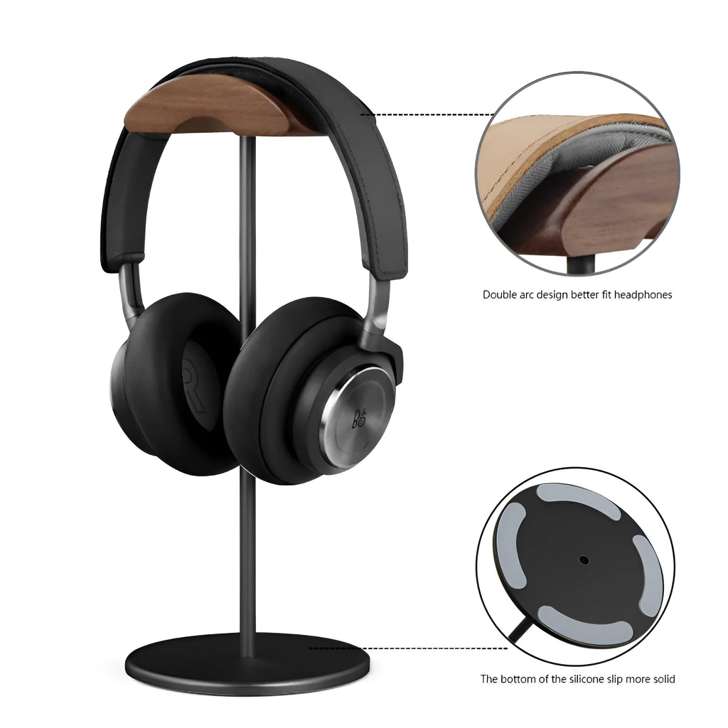 Metal earphone holder in aviation aluminium with CNC finish and anodised black, grey, or silver surface