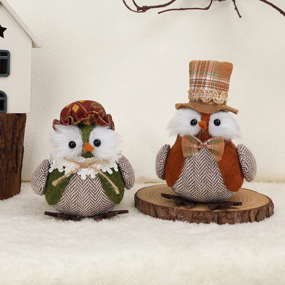 Thanksgiving owl harvest bird pendant ornament in orange and green colours