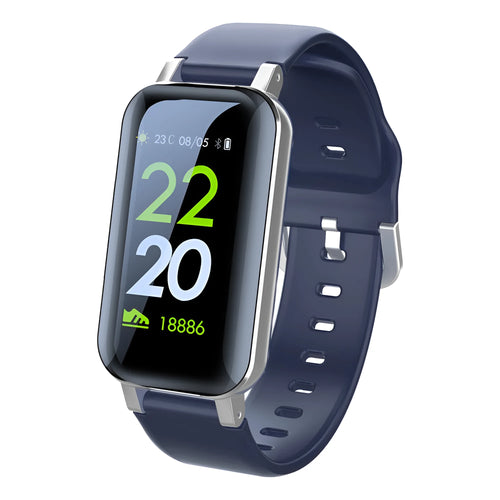 Call Bracelet smart fitness tracker in Black, Blue and Coffee colours on a wrist, showing heart rate monitoring.