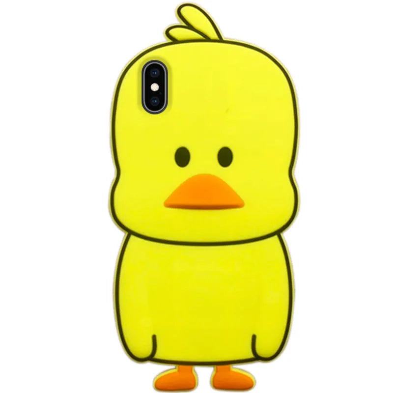 Green silicone iPhone case with animal cartoon design showing drop and water resistant features
