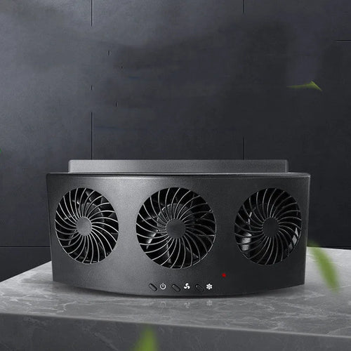 Black and white USB-powered car ventilation fan with 1.5m cable for vehicle air circulation