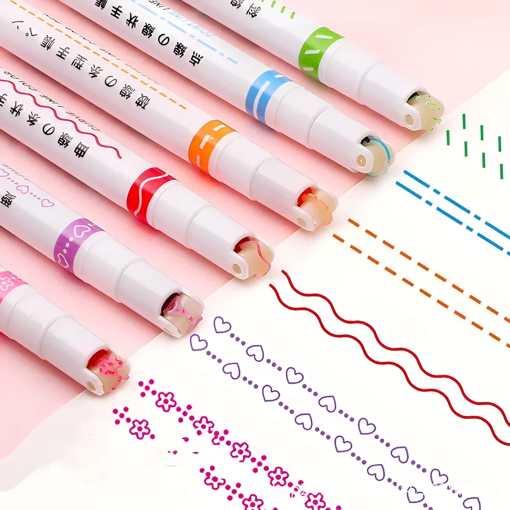 Creative curve pen roller outline pen set with plastic case in box packaging