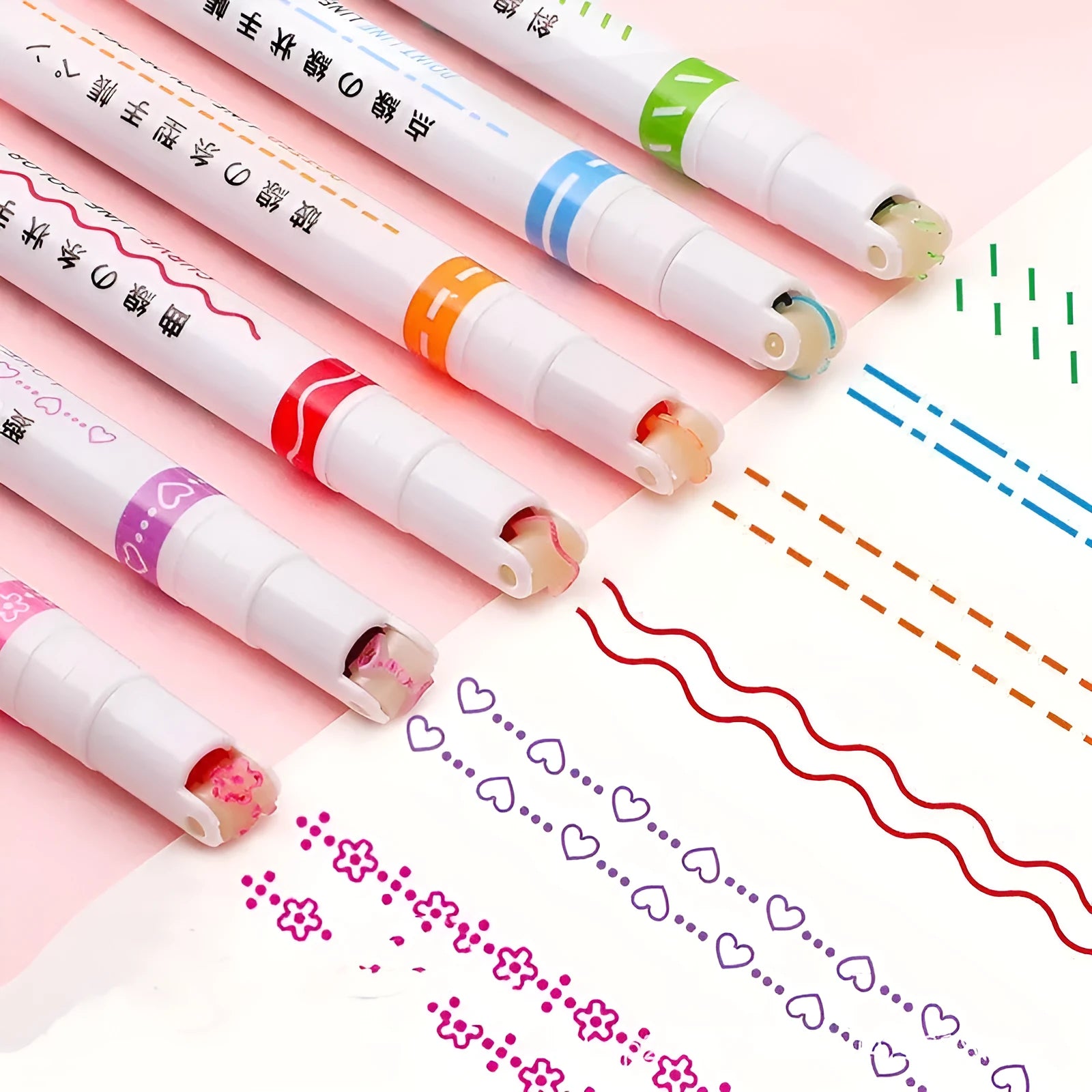 Creative curve pen roller outline pen set with plastic case in box packaging