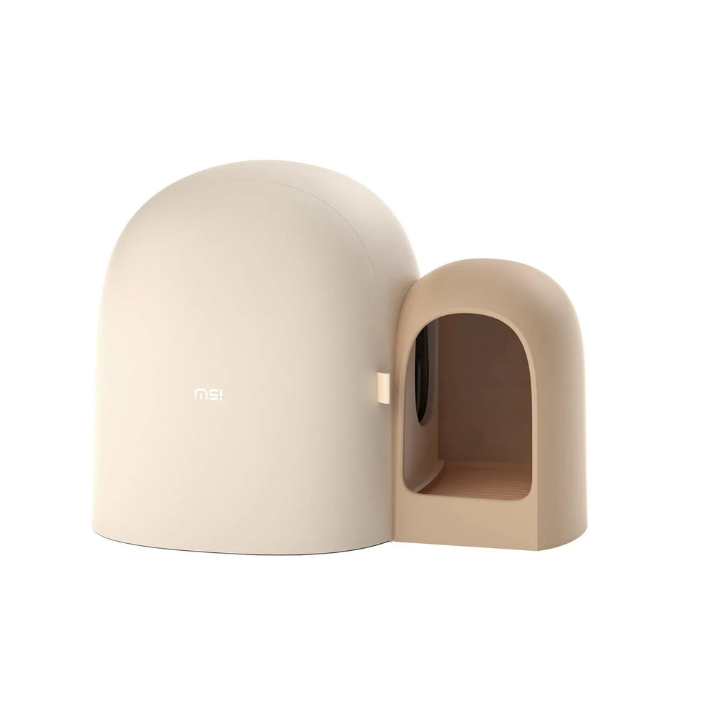 Fully enclosed oversized cat litter box in ABS plastic showing interior space