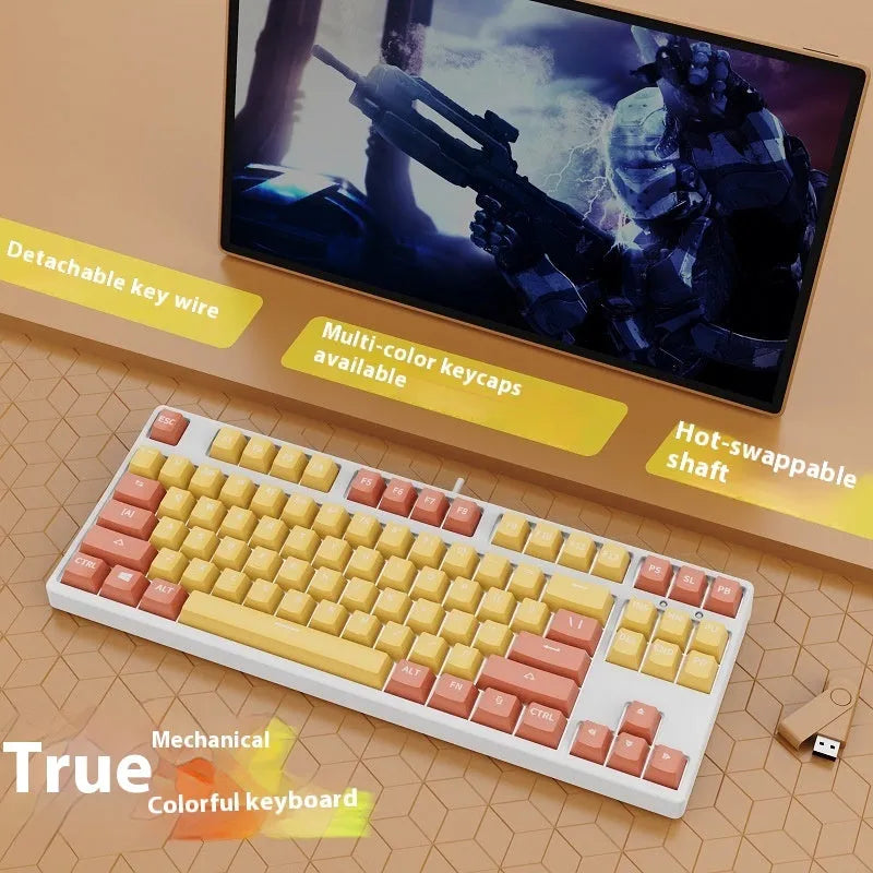 87-key wired mechanical keyboard with two-colour backlighting and hot-swappable switches