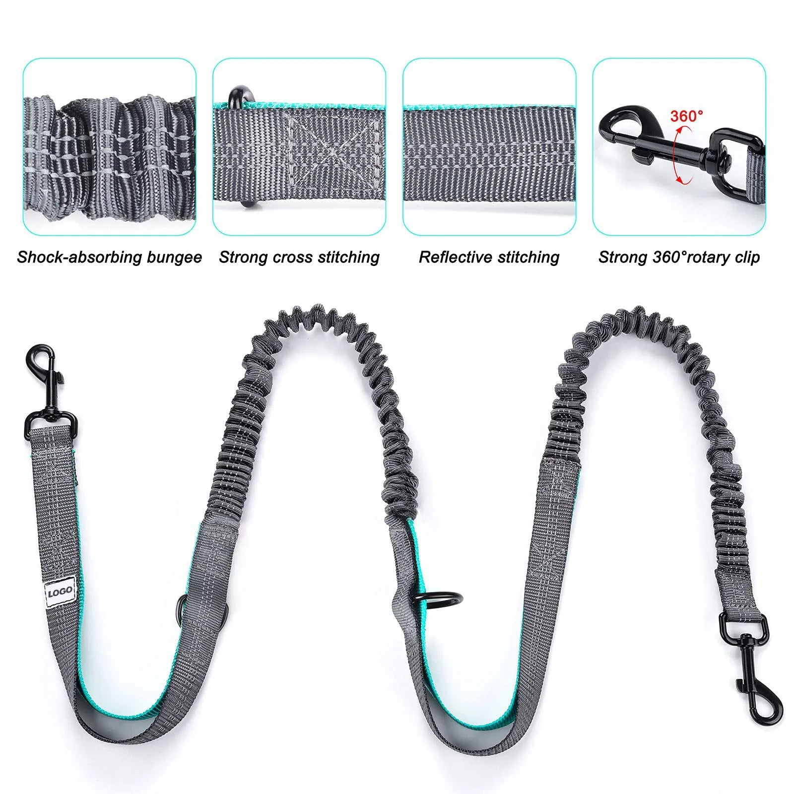Black outdoor waist bag with dog leash and collar set for hands-free pet walking
