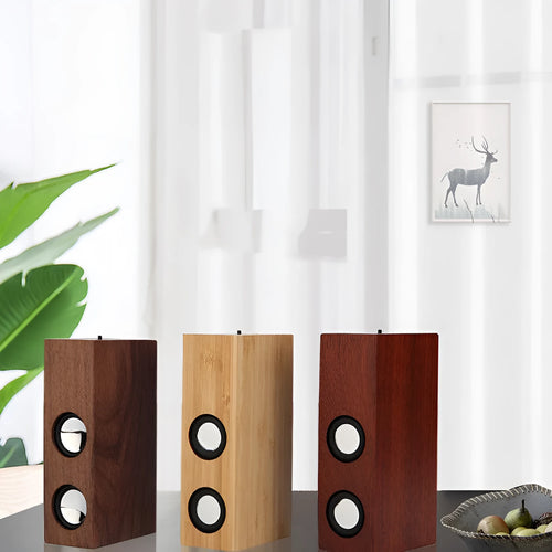 Wooden retro Bluetooth speaker in bamboo, black walnut or sapele finish with 7-hour battery