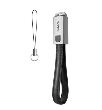 20cm leather USB-C to Lightning charging cable for iPhone in black, brown, or red colours