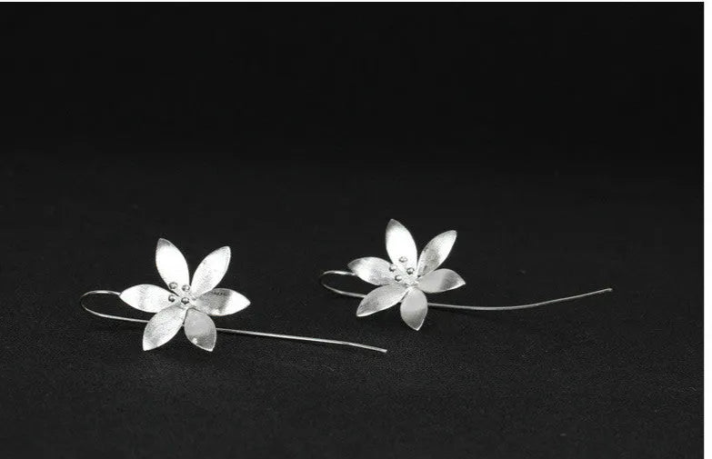 925 silver lotus earrings for women, Korean style, silver colour, individually packed