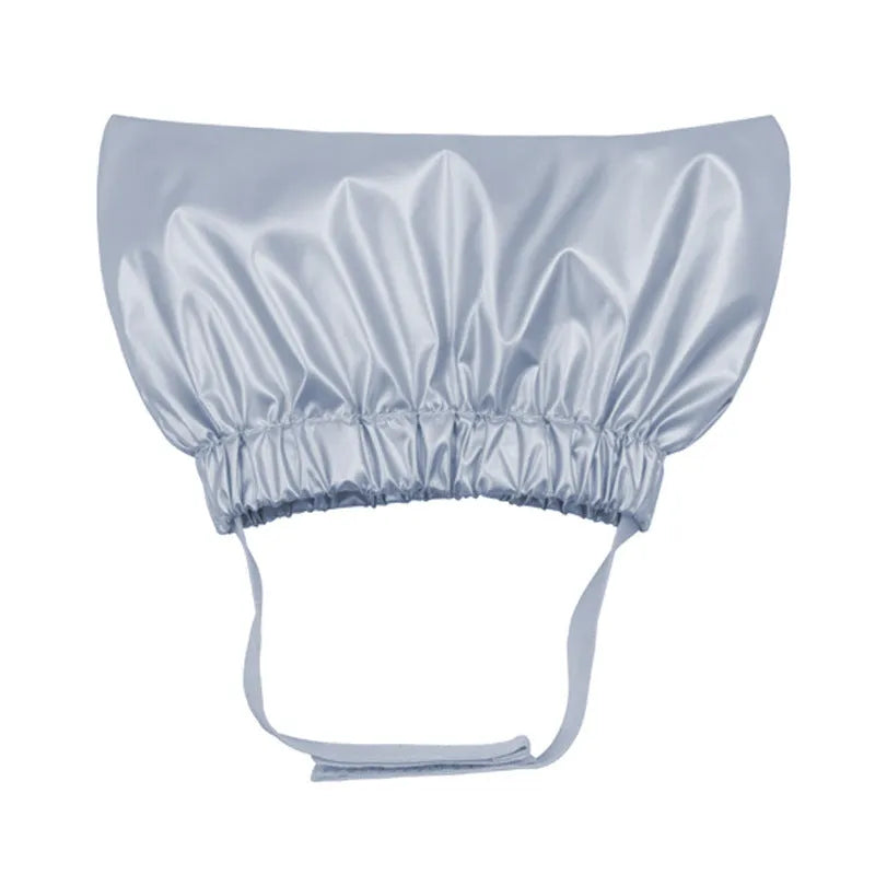Adjustable pet shower cap in silver colour with ear-proof waterproof design for cats and dogs