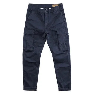 Men's multi-pocket cropped work trousers in cotton, shown in khaki colour