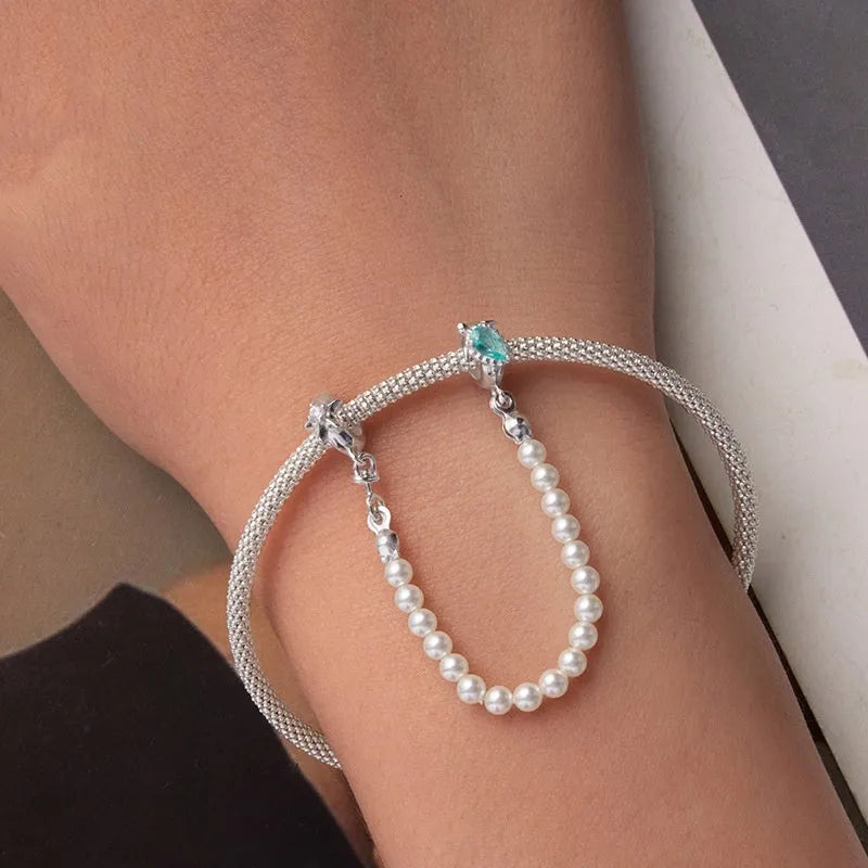 925 sterling silver sea turtle starfish charm bead with 5cm chain length on white background