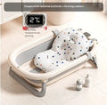 Folding baby bathtub with digital temperature display in Volcanic Ash colour, PP TPE material, large capacity infant bath