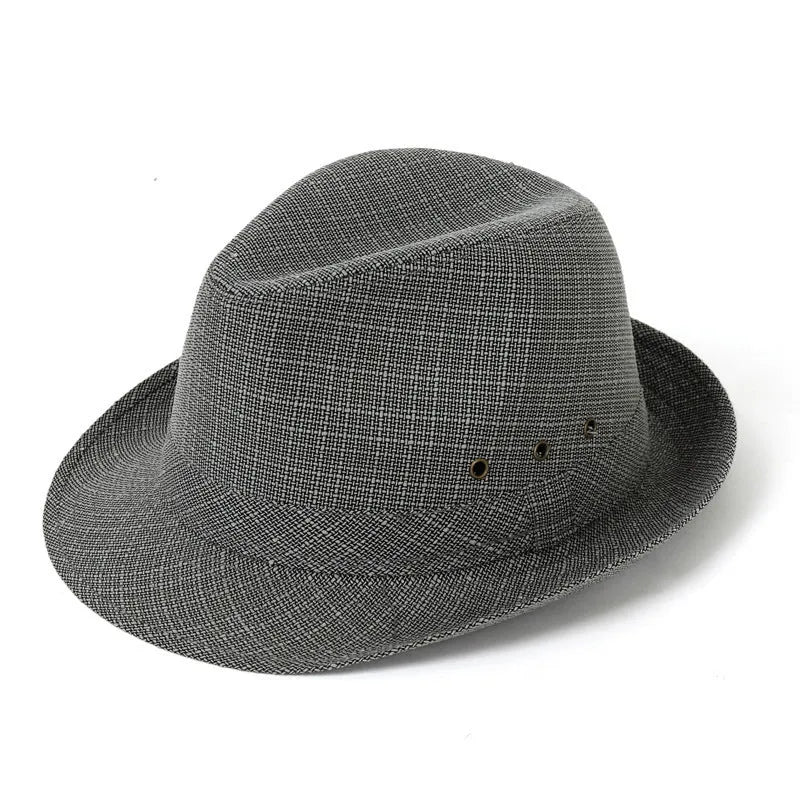 Classic brown fedora hat for men on a stand, showing structured crown and brim.