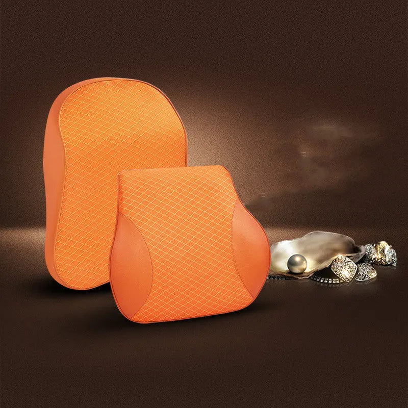 Car seat headrest cushion with memory cotton filler and polyester cover in beige colour