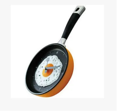 Boiled egg pot wall clock with battery electronic movement, 10mm thick plastic shell, coated glass mirror, PVC dial, five colours