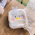 Sanitary napkin storage bag in pink rabbit print design, 13x13x1.5cm, flannel and non-woven fabric