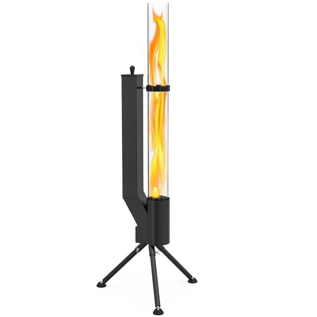 Vertical iron wood burning rocket furnace courtyard heating stove with decorative design