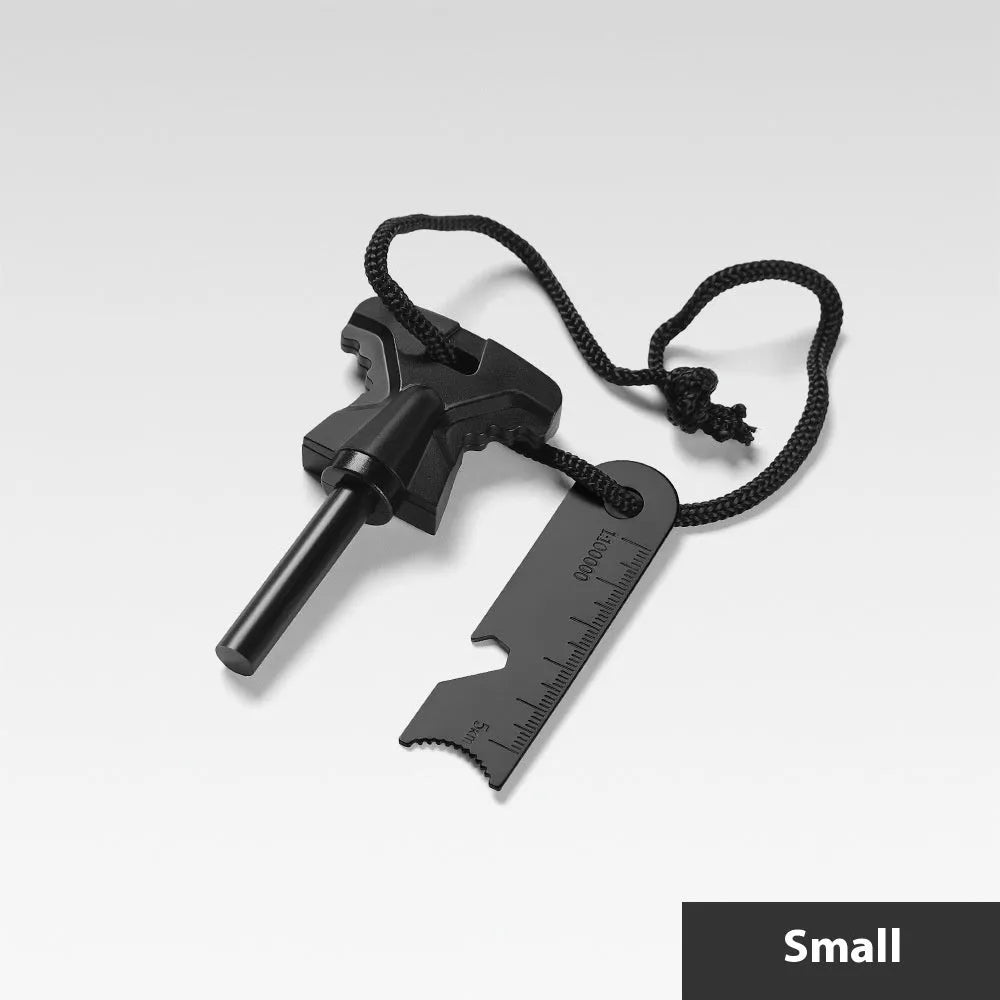 Butterfly-shaped ferrocerium fire starter with stainless steel bottle opener survival tool