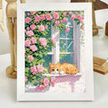 Children's diamond painting kit with cartoon panda on canvas, includes plastic frame and acrylic diamonds