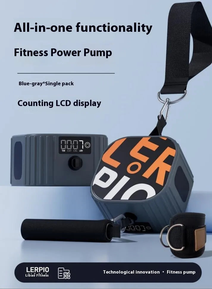 Intelligent adjustable fitness tensioner with 2-20kg resistance range in blue-grey colour
