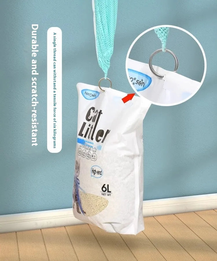 Fifth-generation cat grooming bag with scratch-resistant design in grey and white colour