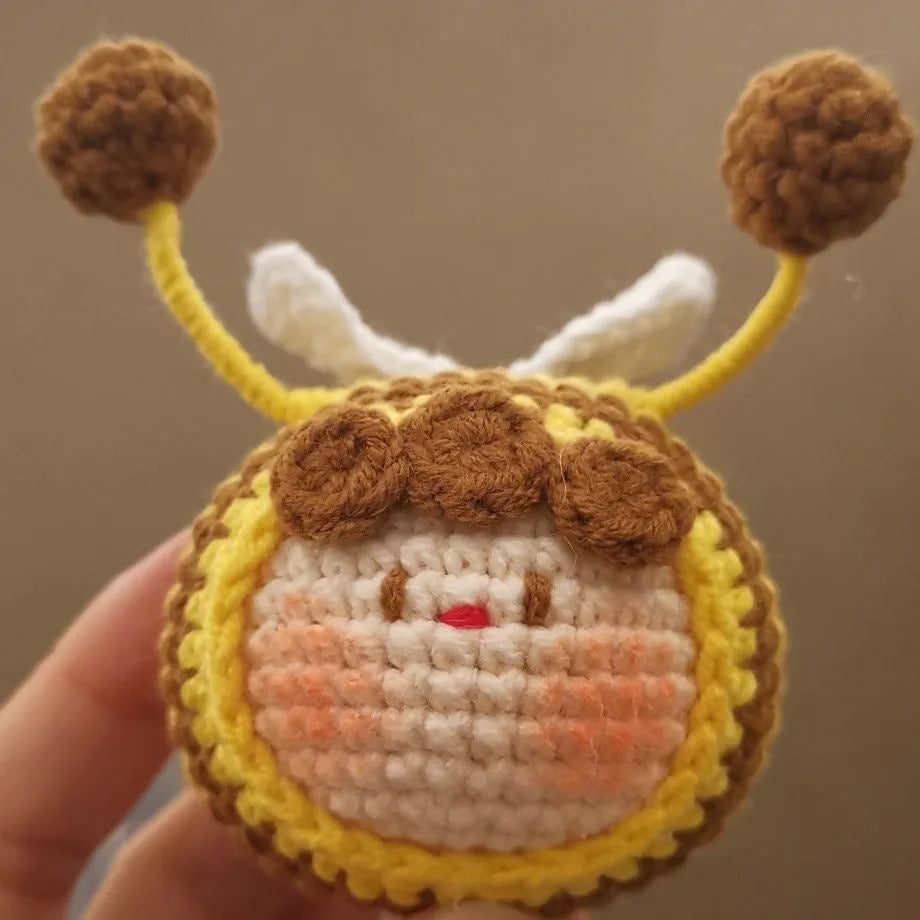 Handmade crocheted bee colony pendant for woolen dolls in plush material