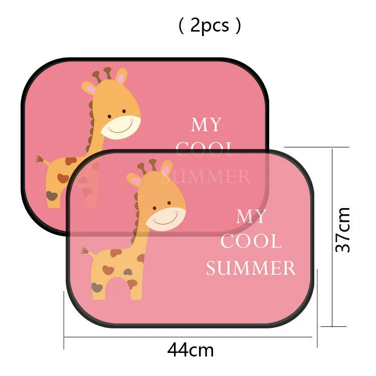 Electrostatic adsorption car side window sunshade with animal pair designs on nylon mesh