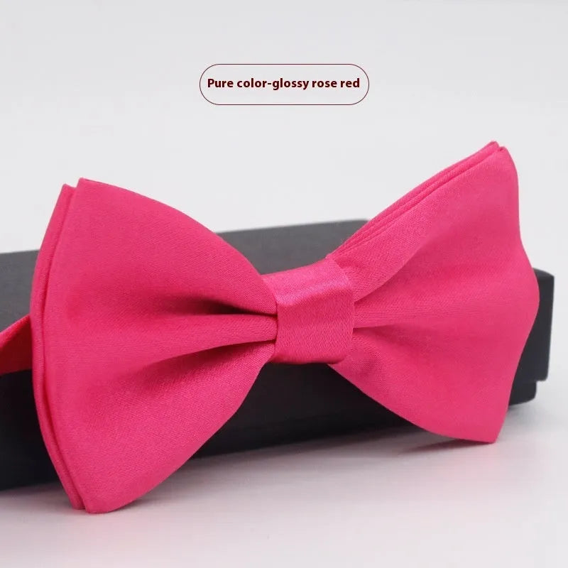 Solid colour flat head polyester bow tie for formal wear and weddings