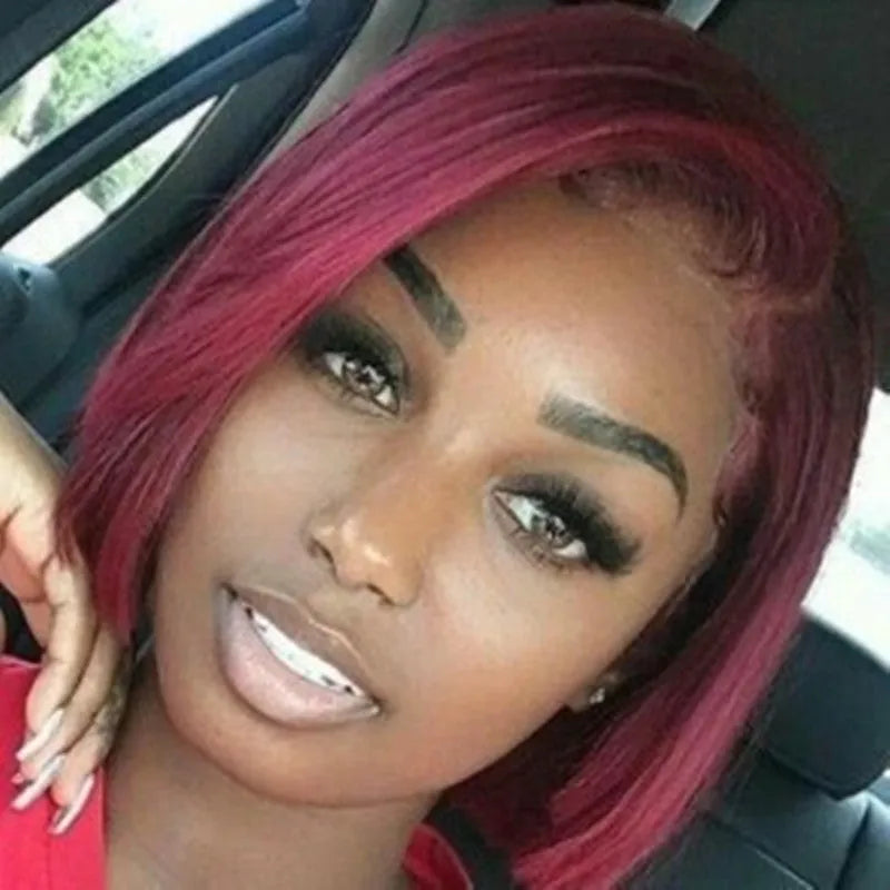 Short blond realistic chemical fiber hair cover 30cm black gold wine red matte finish for women
