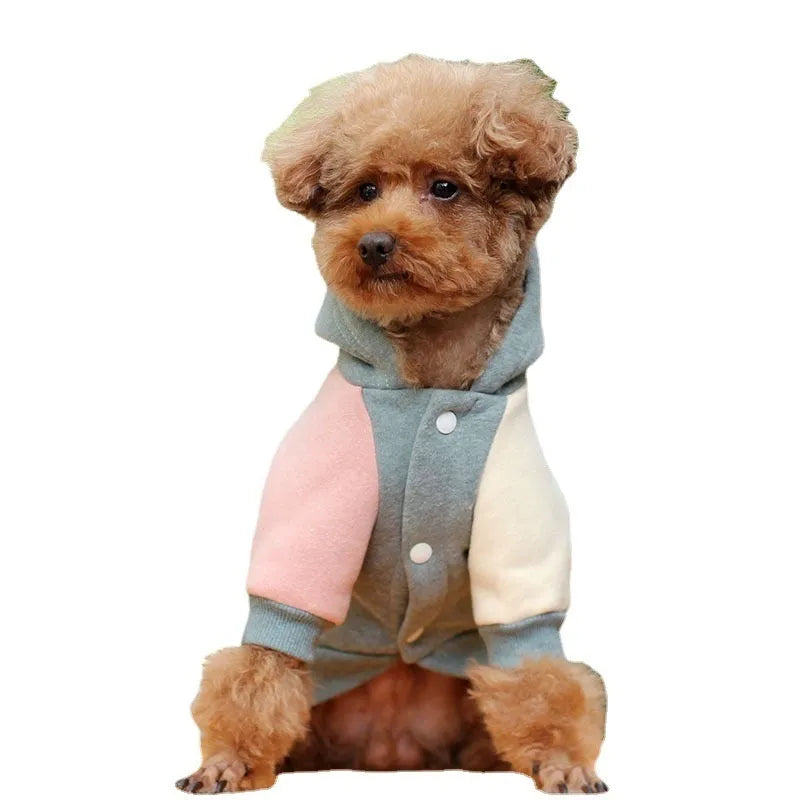 A brown cotton sweatshirt for a dog, showing a leisure-style pet garment.