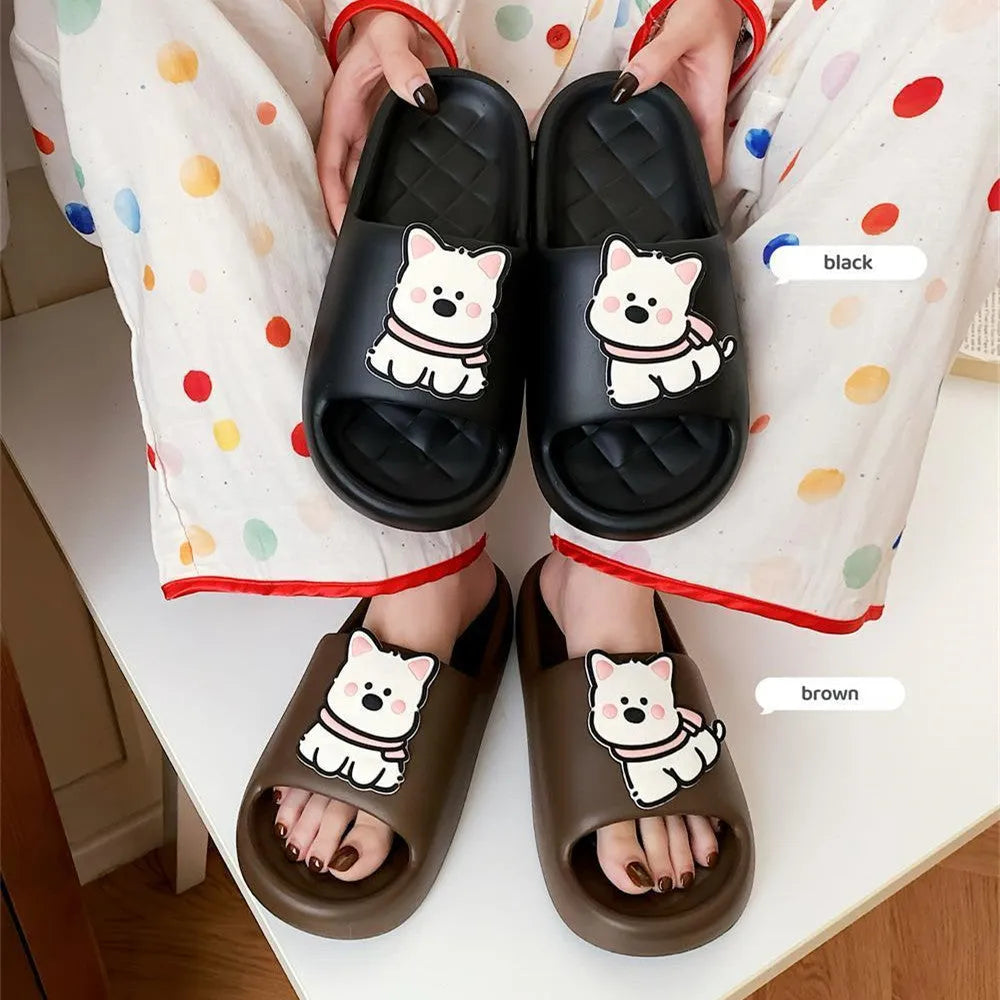 Pair of PVC flip flop slippers with a creative rhombus pattern, shown in one of four colour options.