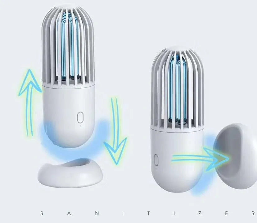 Portable capsule ultraviolet disinfection lamp in black finish showing compact design