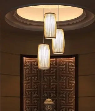 Natural woven bamboo pendant ceiling light with E27 lamp holder