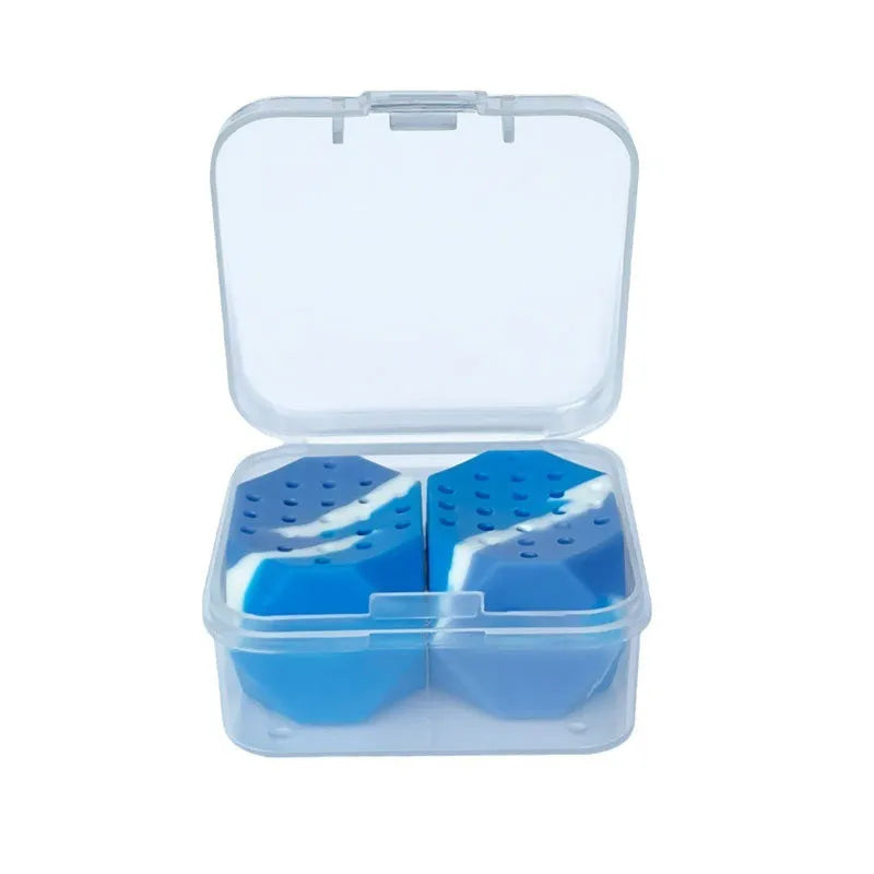 Two silicone jaw exercise balls in camouflage patterns for facial muscle training