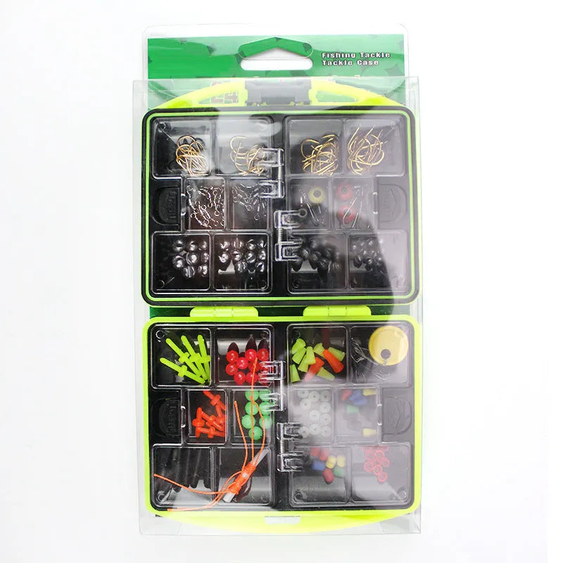 Rock fishing accessories combination suit box containing 184 pieces across 24 different accessory types