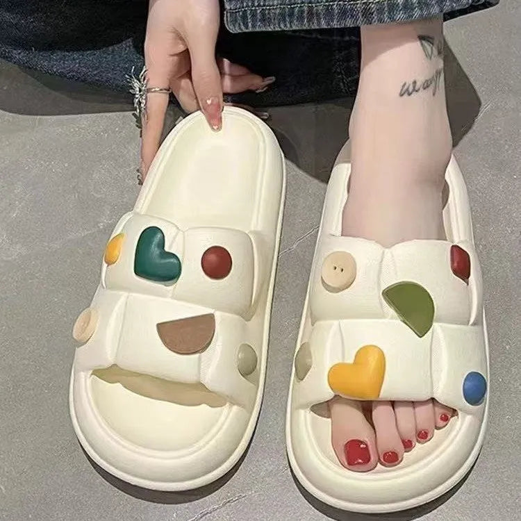 Pair of PVC toe ring slippers with non-slip injection moulded sole, breathable deodorant design, summer home flip flops.