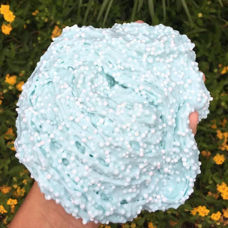 Large capacity cotton mud DIY colourful ball toy in blue and white, 60ml and 330ml tubs