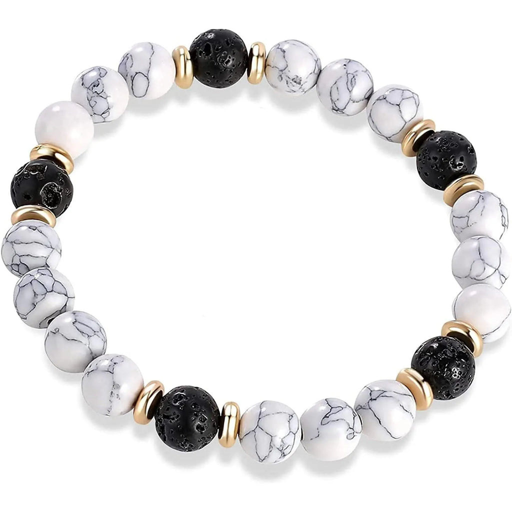 Natural stone alloy bracelet showing volcanic pattern with adjustable 6cm length