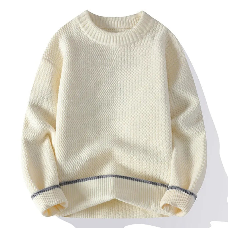 Men's loose fit pullover sweater in polyester blend available in four colours