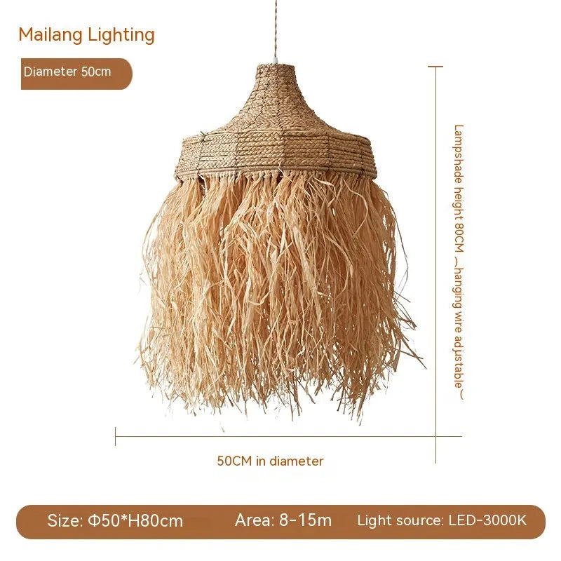 50cm diameter retro restaurant chandelier with wild vetch and willow weaving southeast Asian style