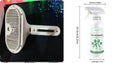 White self-cleaning pet comb with misting function and angled bristles on a light background